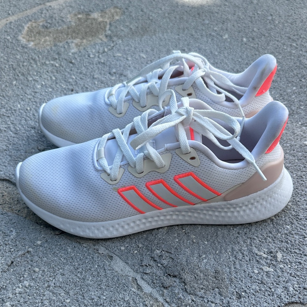 Adidas White and Neon Pink Running Shoes